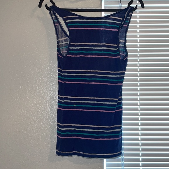 Womens XS Navy Blue Old Navy Retro Stripped Button Down Tank Top - Picture 2 of 2